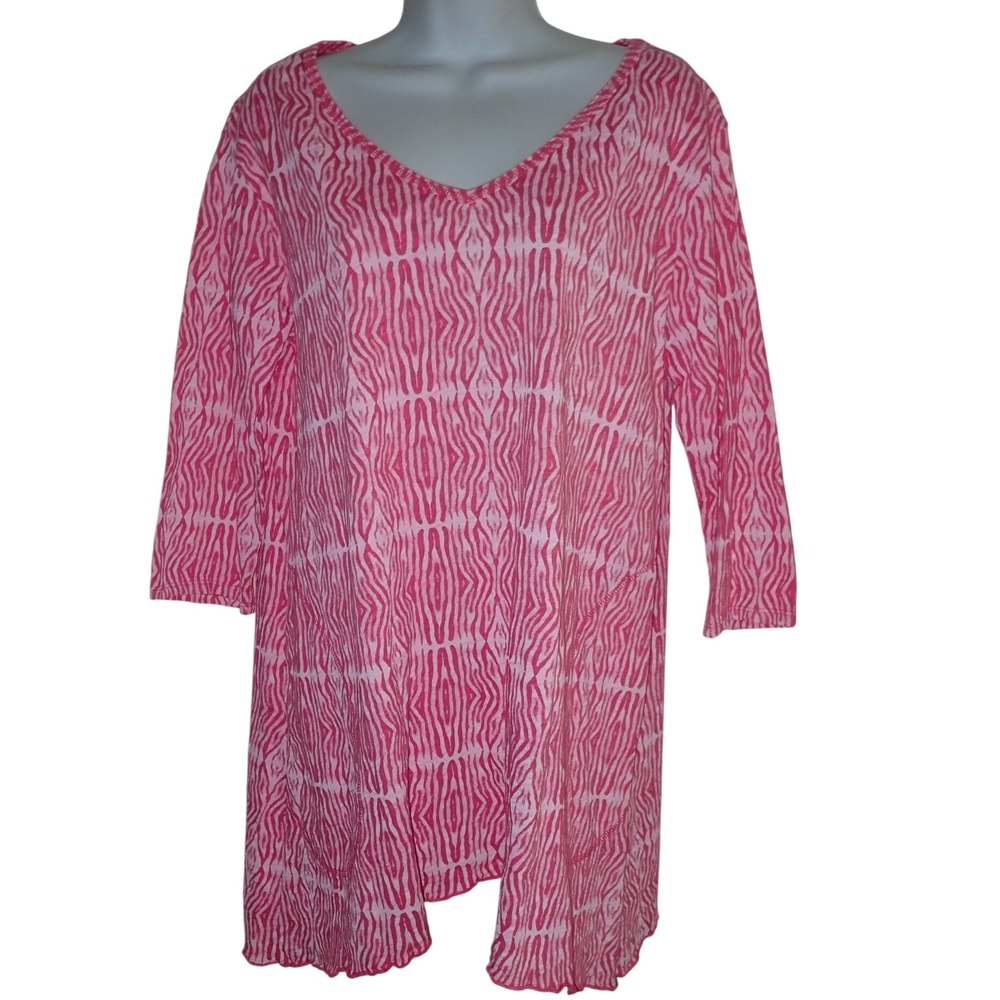 Fresh Produce Pink‎ White Tunic Top women M Casual Beach Cruise Vacation